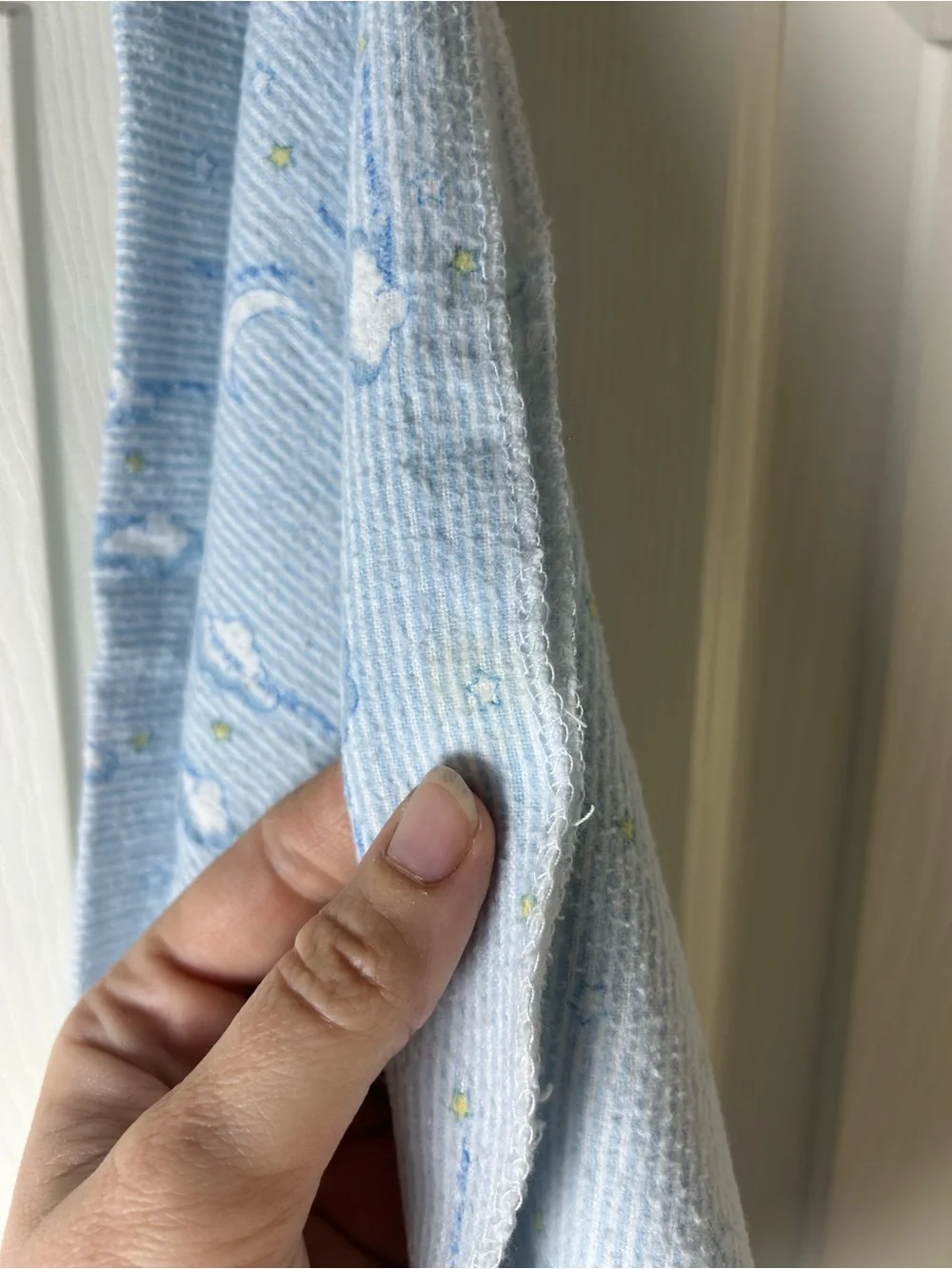 Twinkle Little Star Blue Baby Receiving Blanket Flannel Clouds Stars Stripes